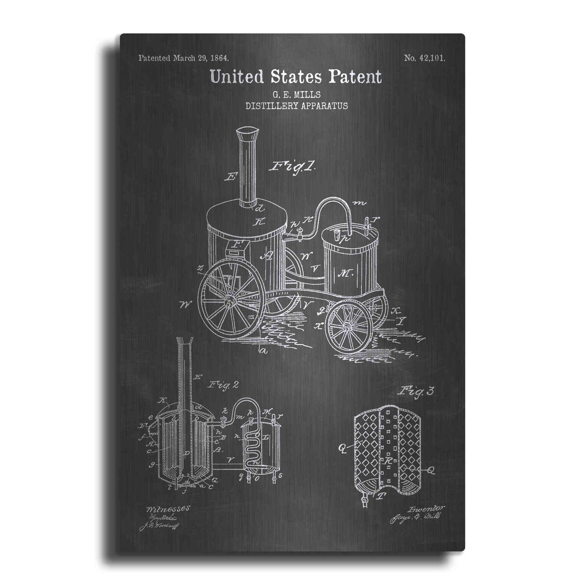 Luxe Metal Art 'Distillery Apparatus Blueprint Patent Chalkboard' Metal Wall Art