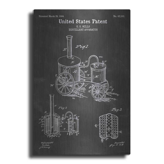 Luxe Metal Art 'Distillery Apparatus Blueprint Patent Chalkboard' Metal Wall Art