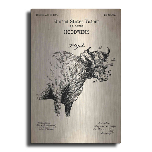 Luxe Metal Art 'Hoodwink Blueprint Patent Parchment' Metal Wall Art