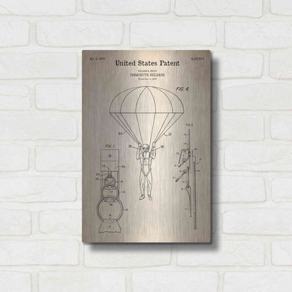 Luxe Metal Art 'Parachute Release Blueprint Patent Parchment' Metal Wall Art,12x16