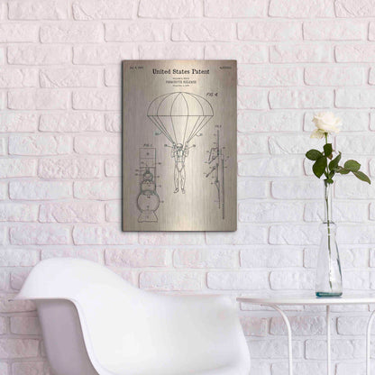 Luxe Metal Art 'Parachute Release Blueprint Patent Parchment' Metal Wall Art,16x24