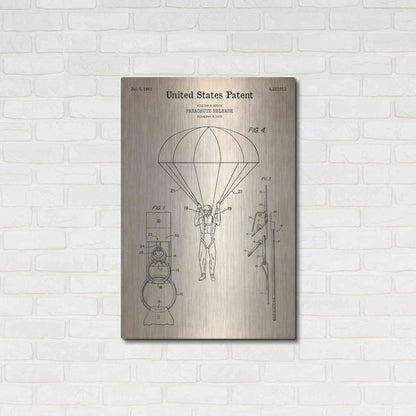 Luxe Metal Art 'Parachute Release Blueprint Patent Parchment' Metal Wall Art,24x36