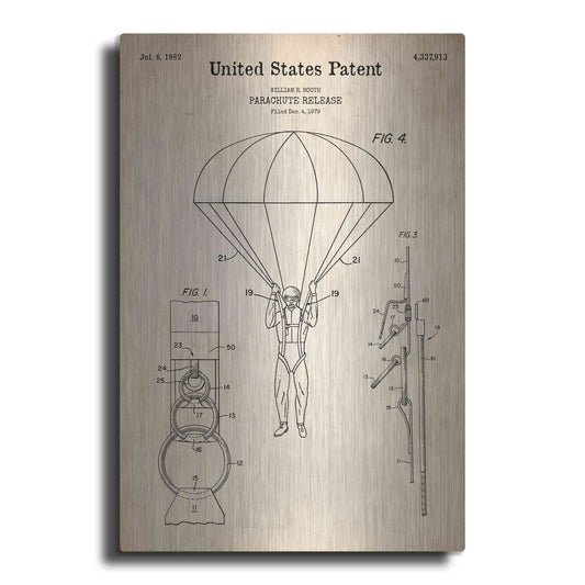Luxe Metal Art 'Parachute Release Blueprint Patent Parchment' Metal Wall Art