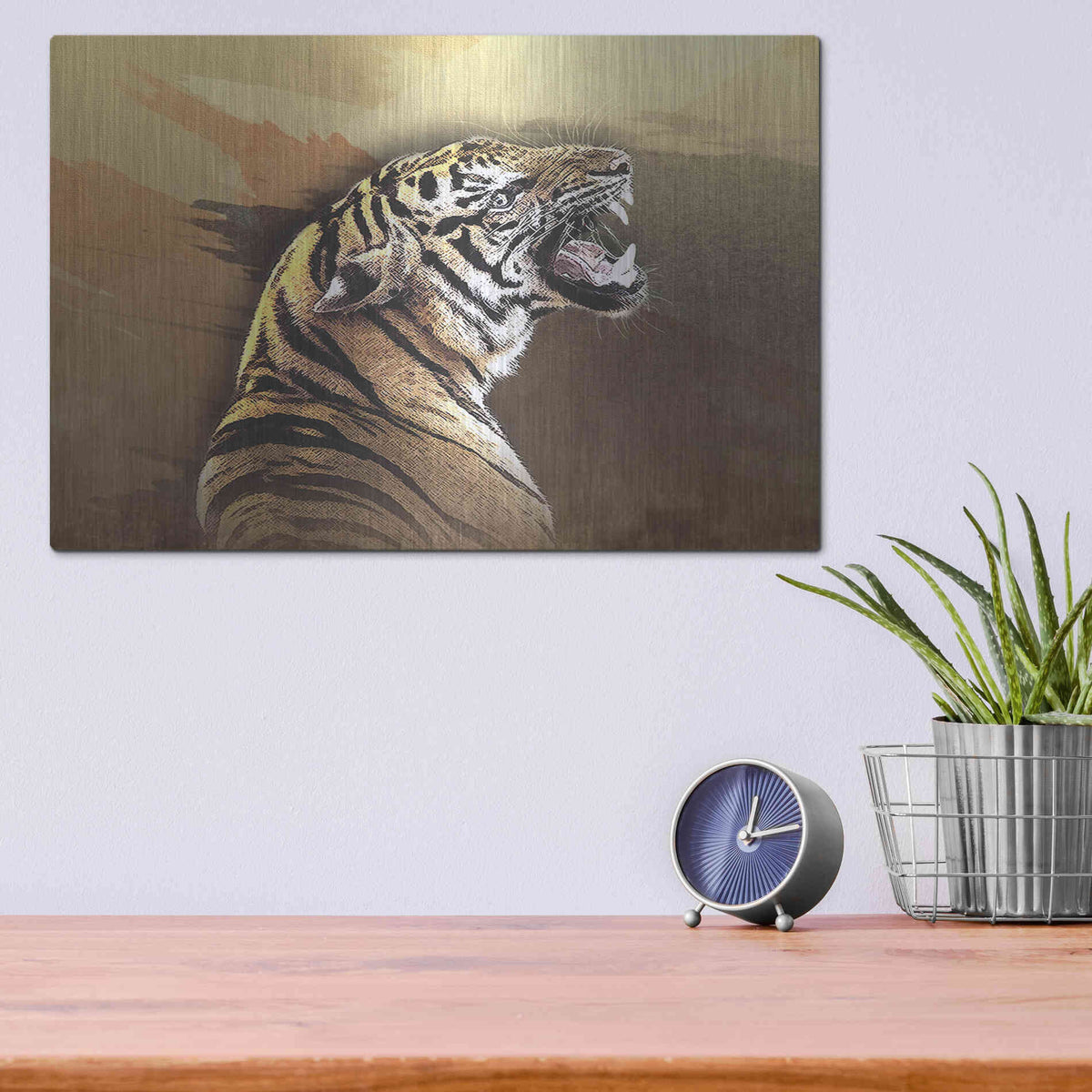 Luxe Metal Art 'Wildness Tiger' by Karen Smith, Metal Wall Art,16x12