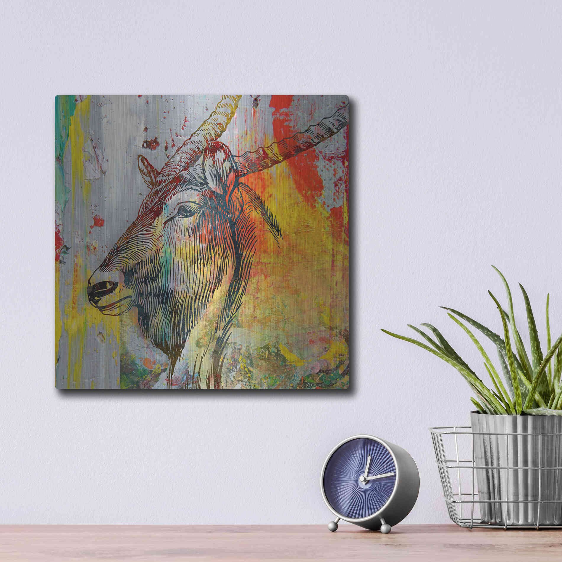 Luxe Metal Art 'Arty Beast 1' by Karen Smith, Metal Wall Art,12x12