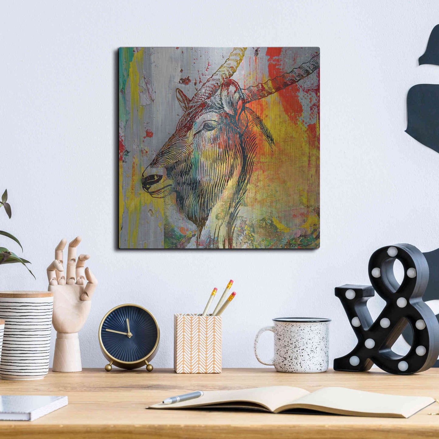 Luxe Metal Art 'Arty Beast 1' by Karen Smith, Metal Wall Art,12x12