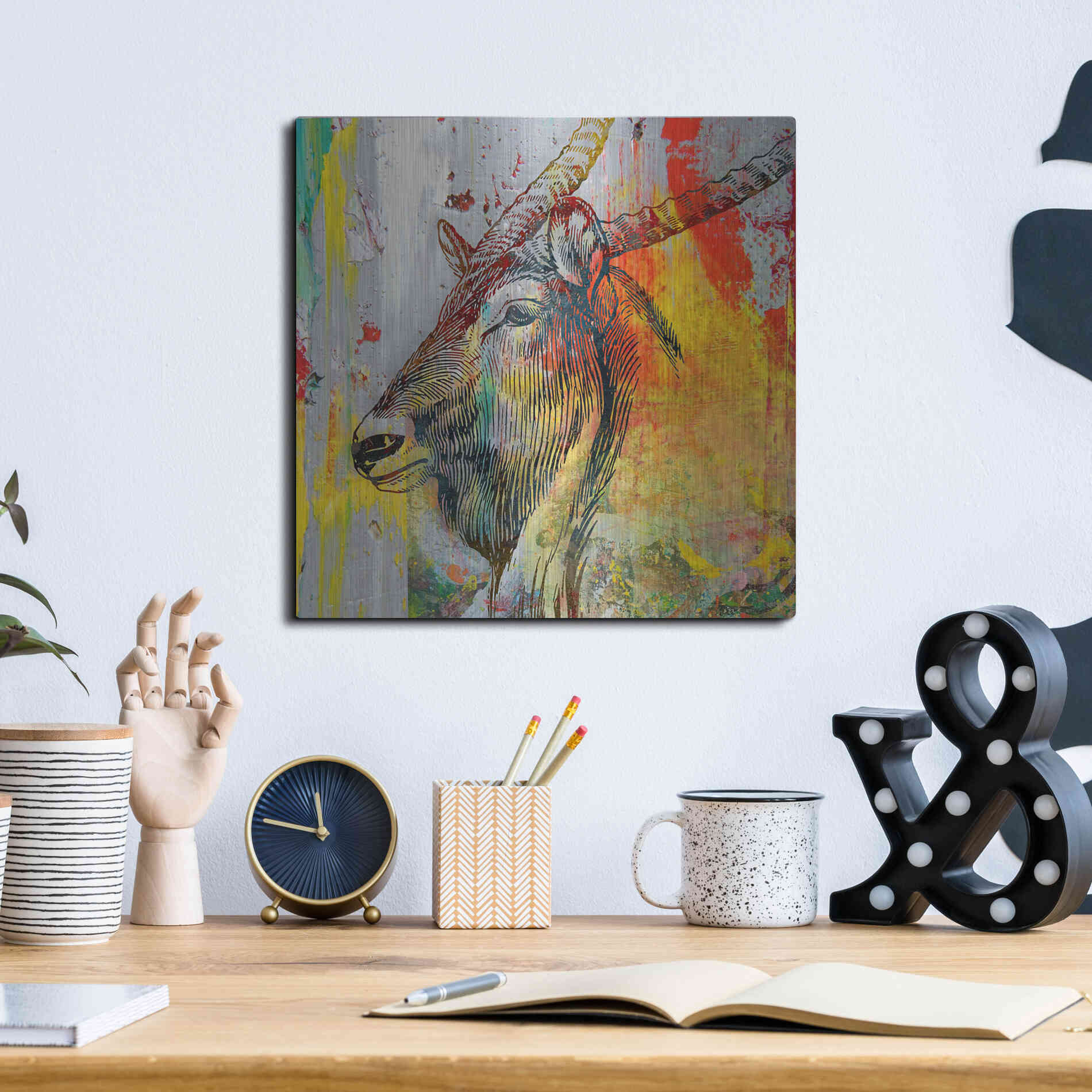 Luxe Metal Art 'Arty Beast 1' by Karen Smith, Metal Wall Art,12x12