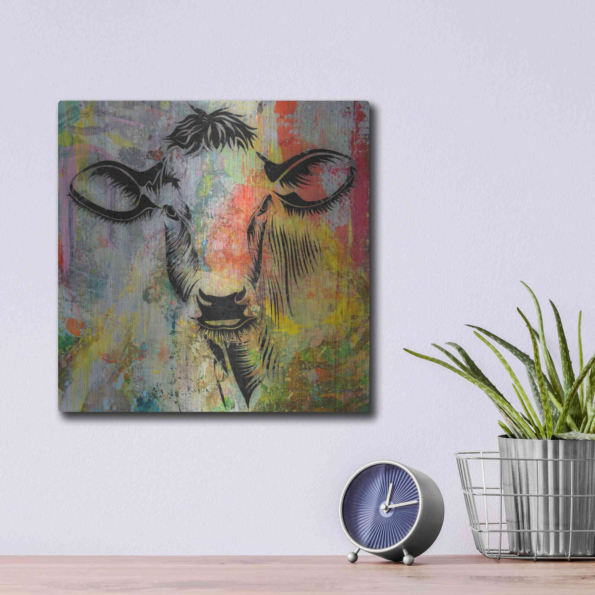 Luxe Metal Art 'Arty Beast 3' by Karen Smith, Metal Wall Art,12x12