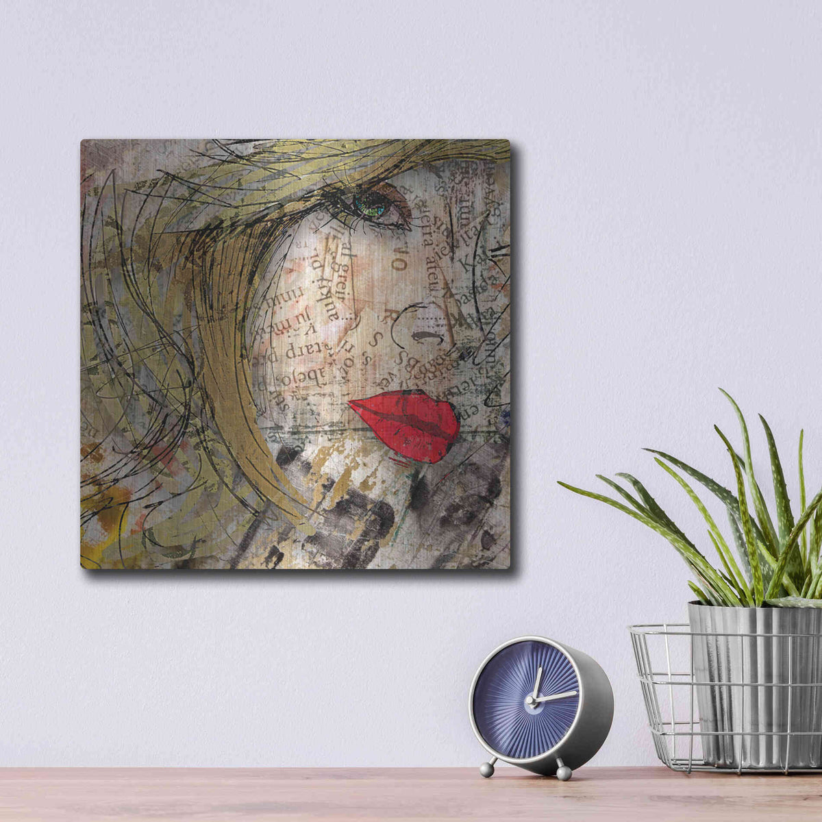 Luxe Metal Art 'Ladylips' by Karen Smith, Metal Wall Art,12x12