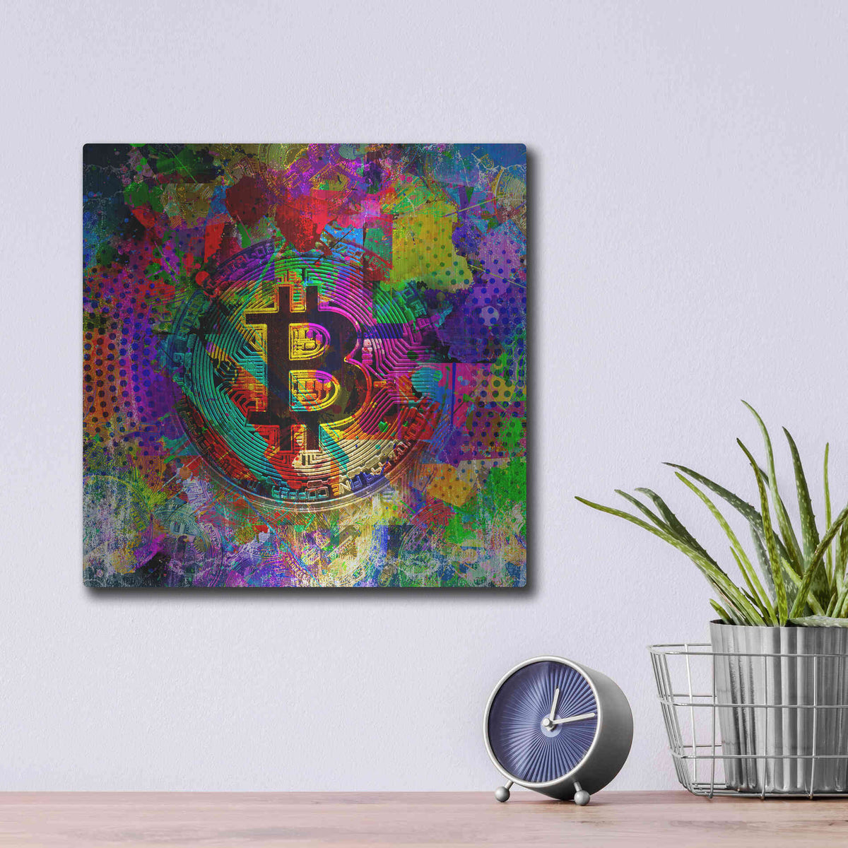 Luxe Metal Art 'Bitcoin Color' Metal Wall Art,12x12