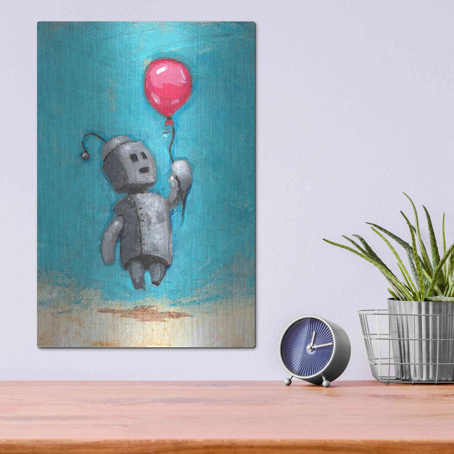 Luxe Metal Art 'Bot Balloon' by Craig Snodgrass, Metal Wall Art,12x16