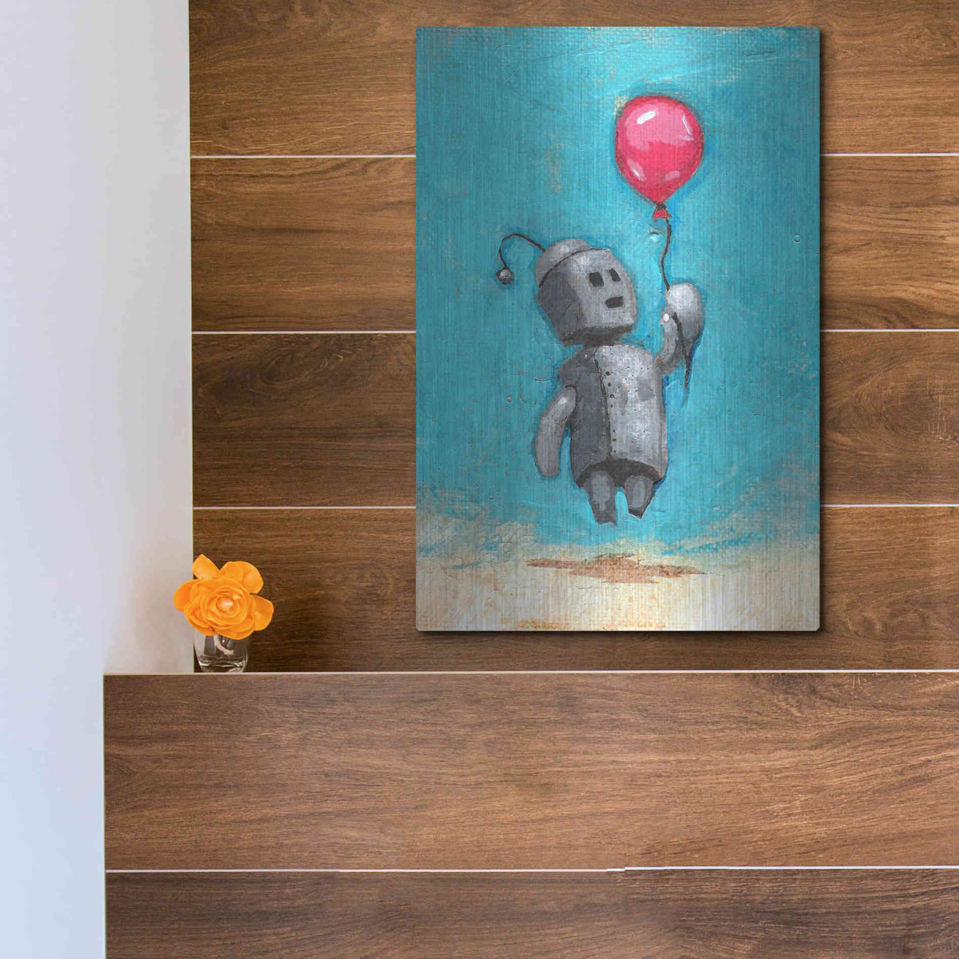 Luxe Metal Art 'Bot Balloon' by Craig Snodgrass, Metal Wall Art,12x16