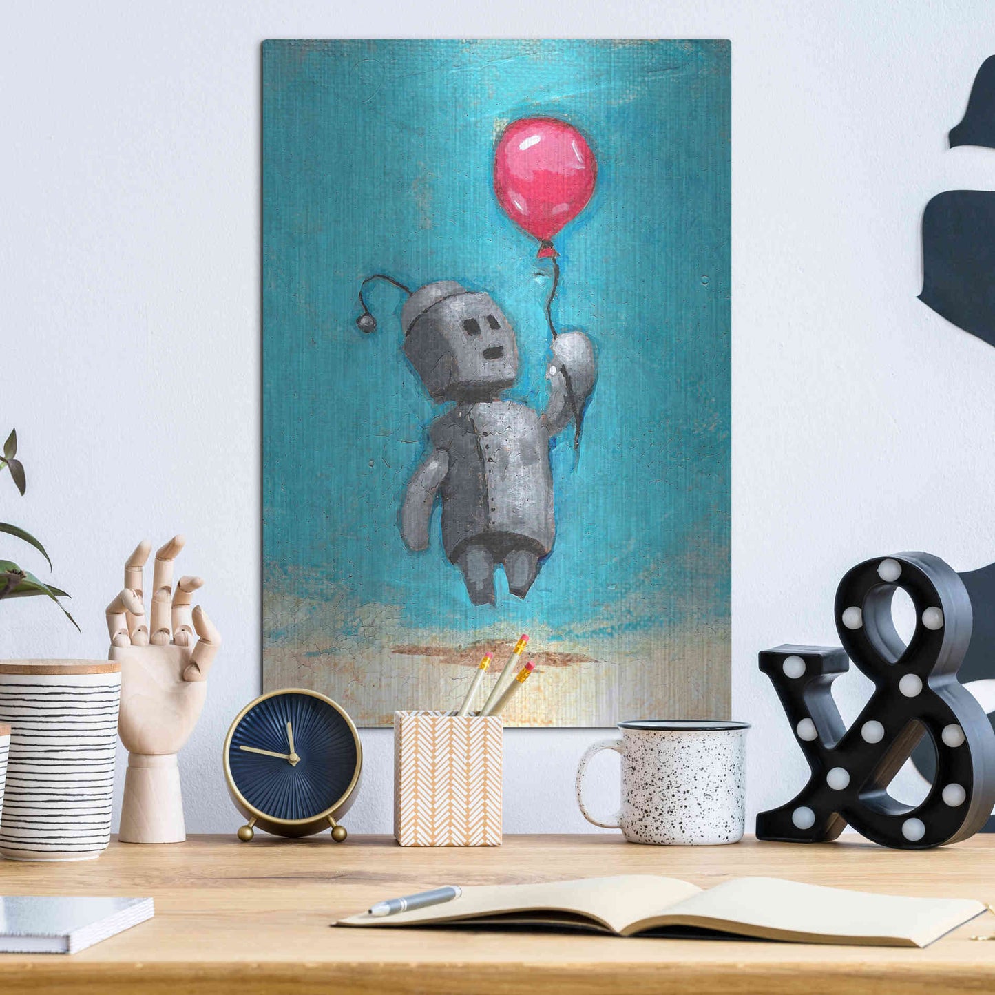 Luxe Metal Art 'Bot Balloon' by Craig Snodgrass, Metal Wall Art,12x16