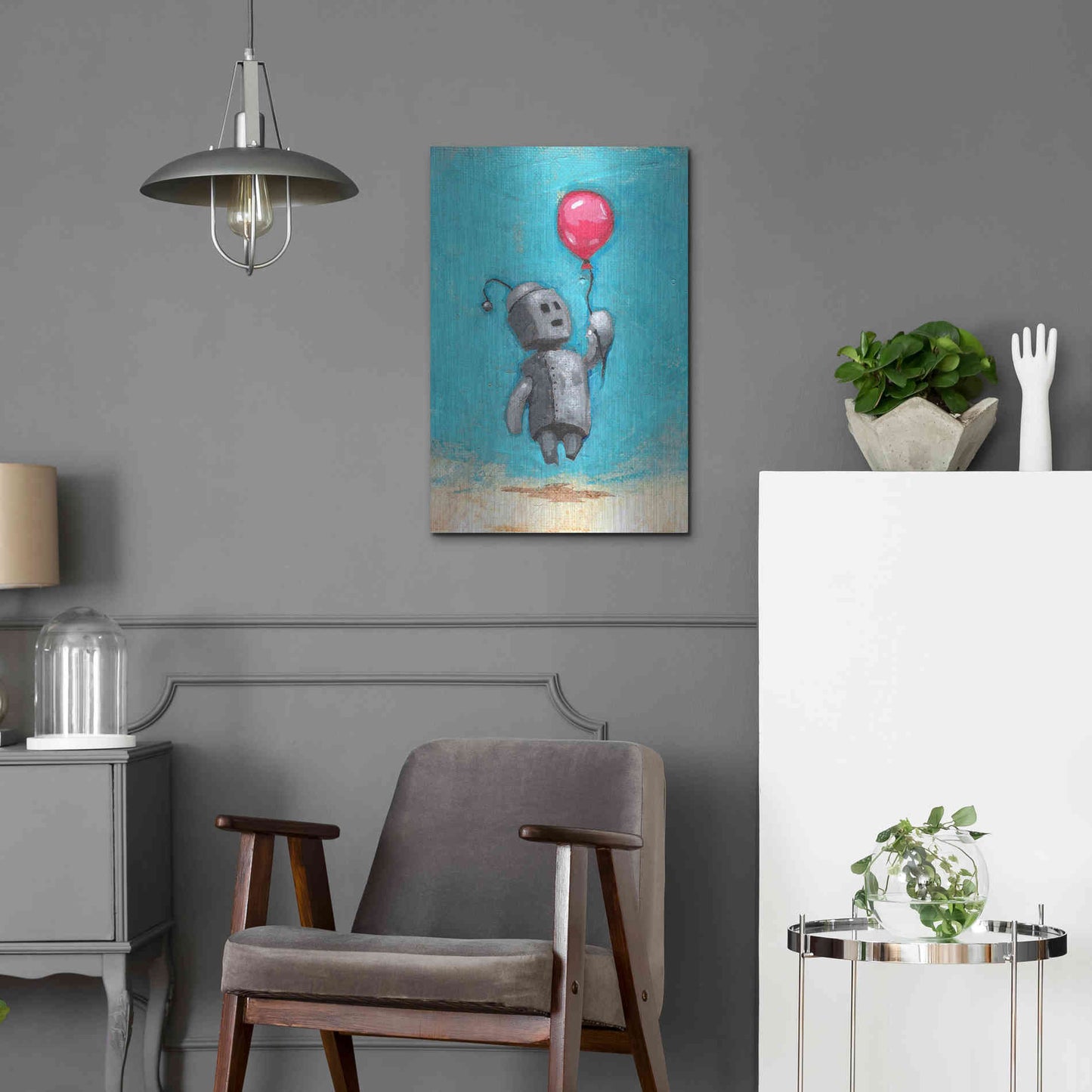 Luxe Metal Art 'Bot Balloon' by Craig Snodgrass, Metal Wall Art,16x24