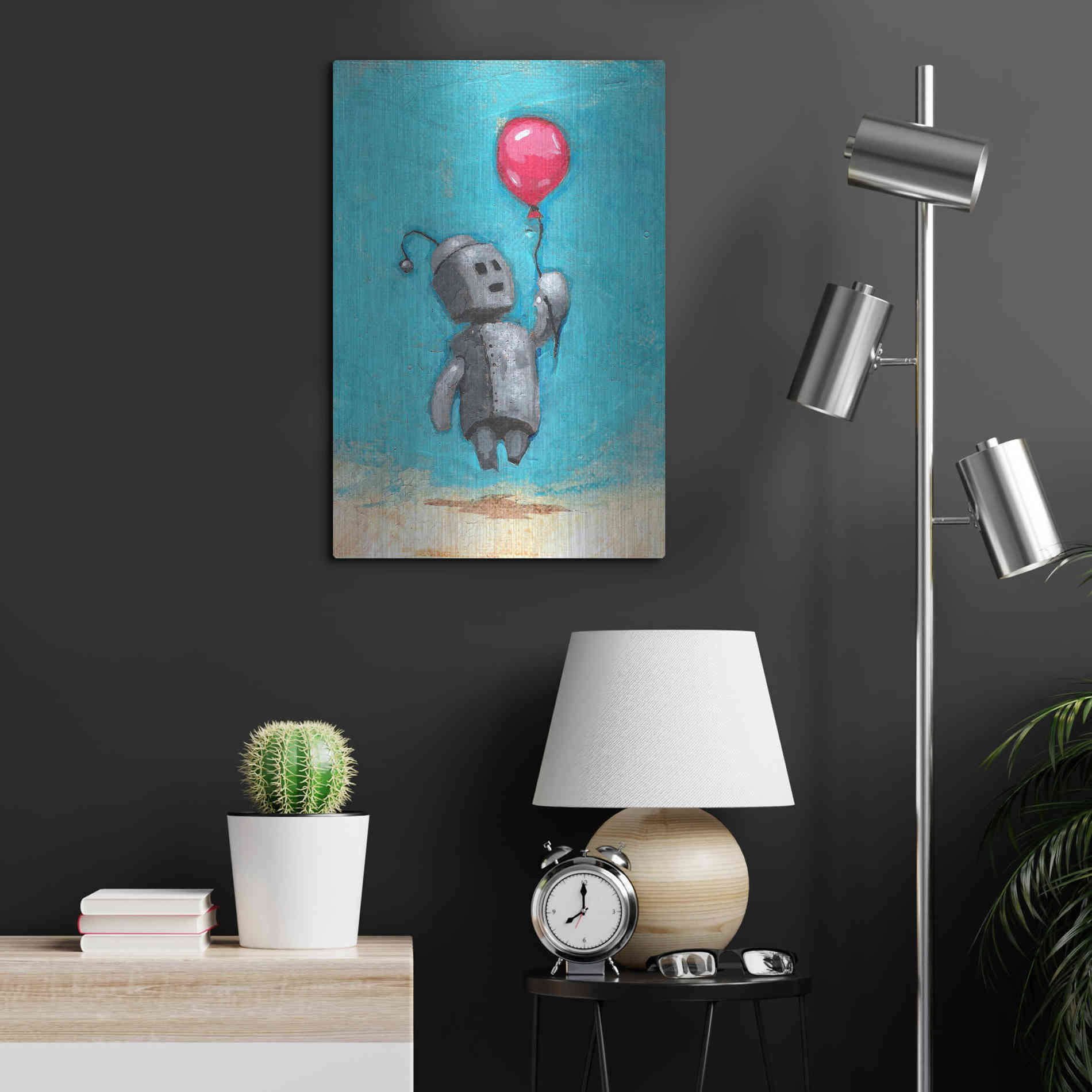 Luxe Metal Art 'Bot Balloon' by Craig Snodgrass, Metal Wall Art,16x24