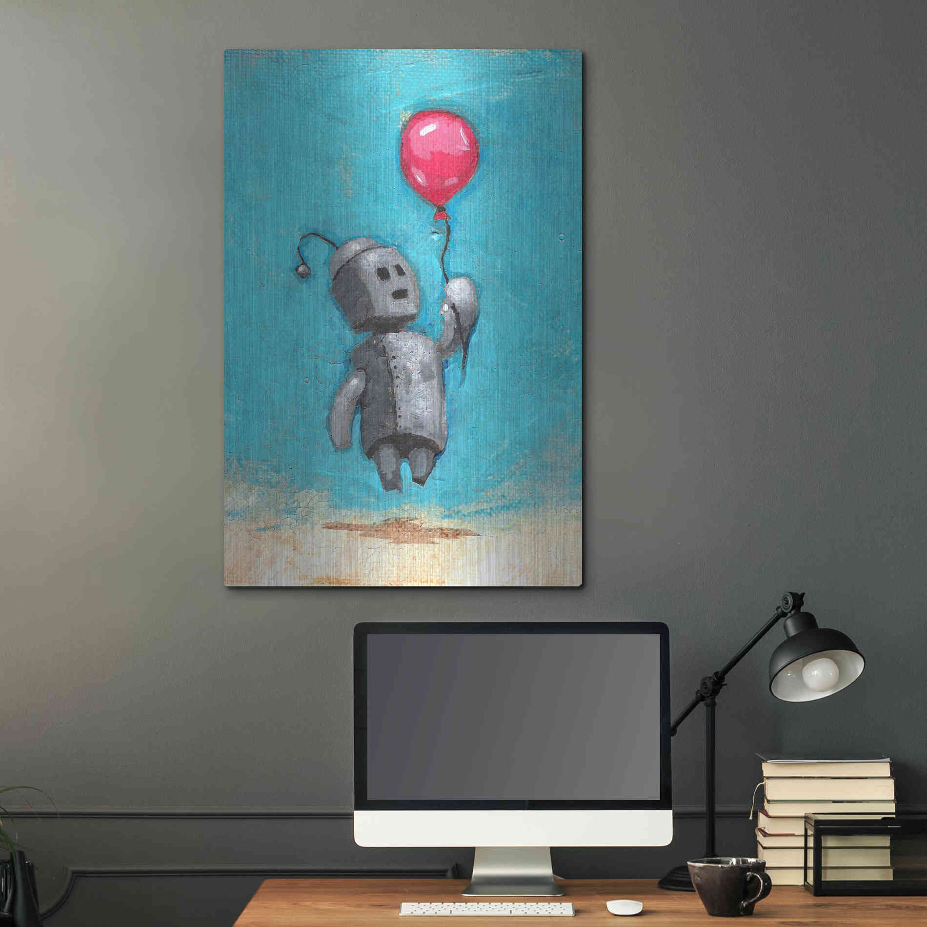 Luxe Metal Art 'Bot Balloon' by Craig Snodgrass, Metal Wall Art,24x36