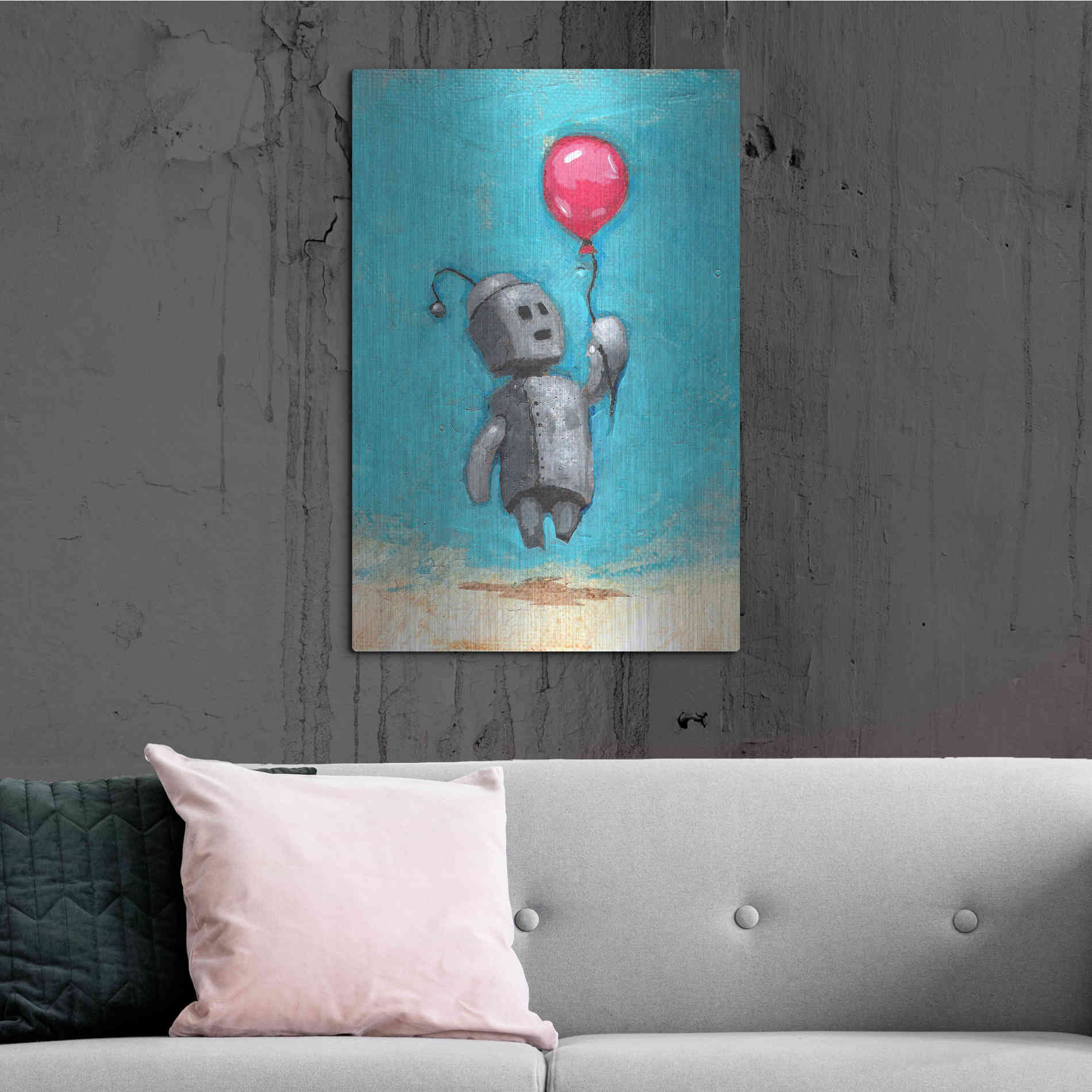 Luxe Metal Art 'Bot Balloon' by Craig Snodgrass, Metal Wall Art,24x36