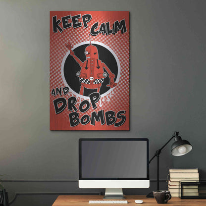 Luxe Metal Art 'Keep Calm and Drop Bombs' by Craig Snodgrass, Metal Wall Art,24x36