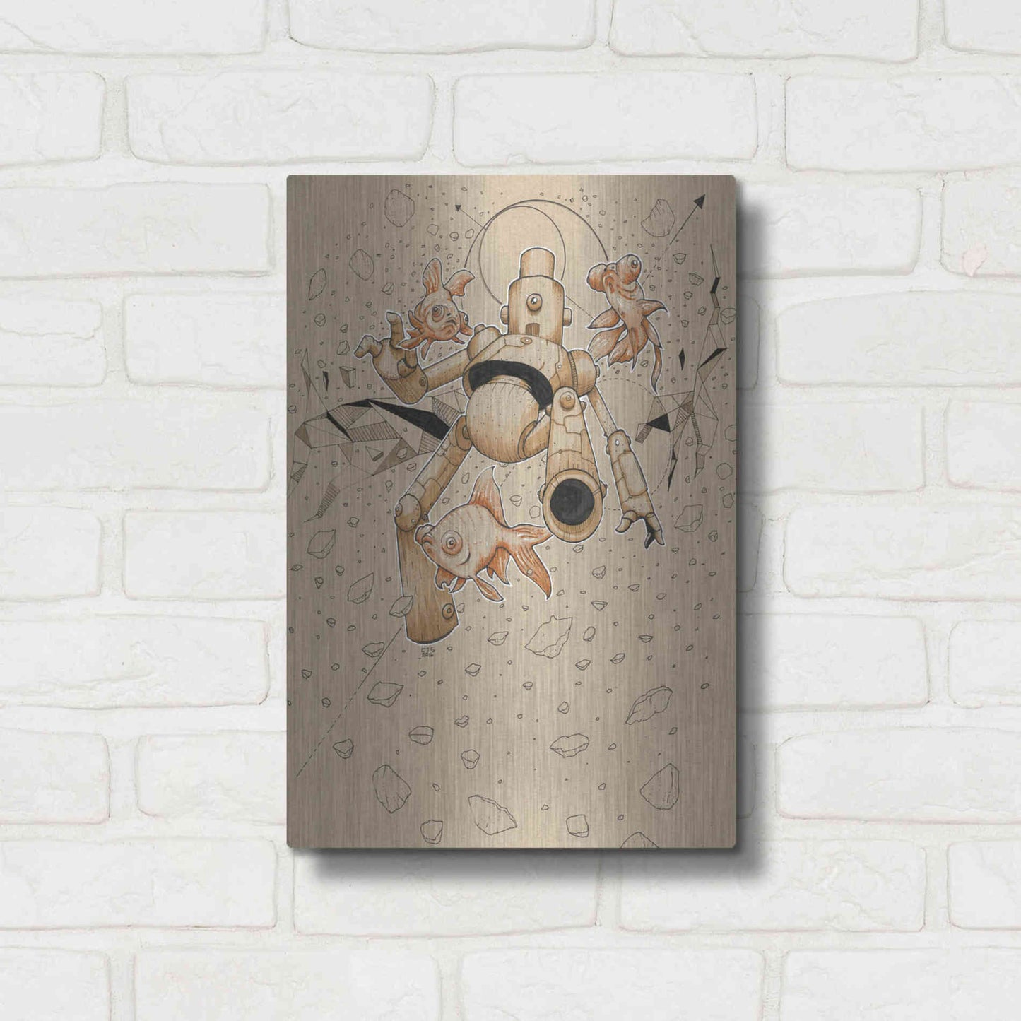 Luxe Metal Art 'Float Bot Fish' by Craig Snodgrass, Metal Wall Art,12x16