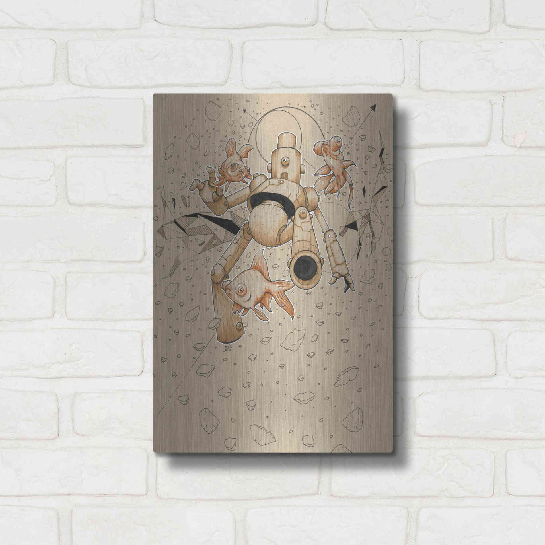 Luxe Metal Art 'Float Bot Fish' by Craig Snodgrass, Metal Wall Art,12x16