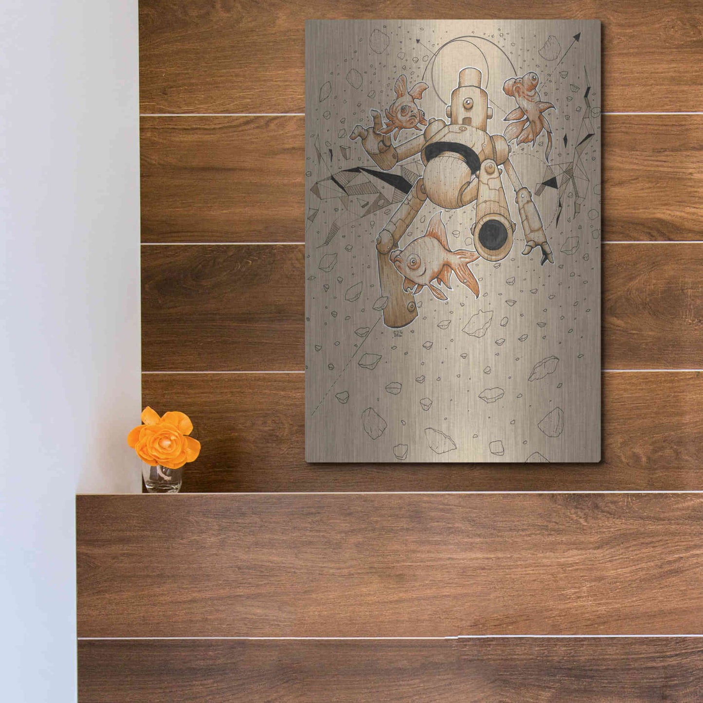 Luxe Metal Art 'Float Bot Fish' by Craig Snodgrass, Metal Wall Art,12x16