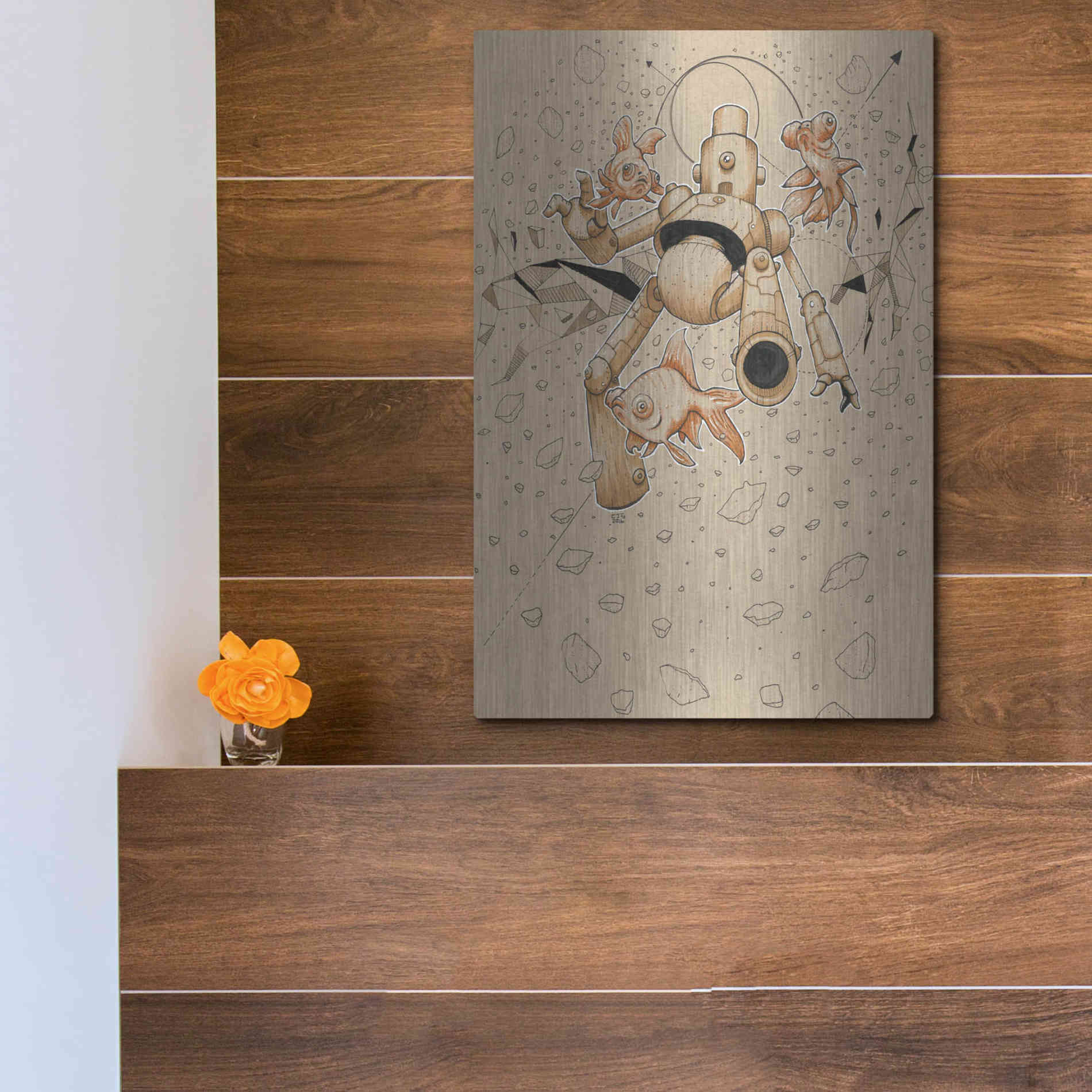 Luxe Metal Art 'Float Bot Fish' by Craig Snodgrass, Metal Wall Art,12x16