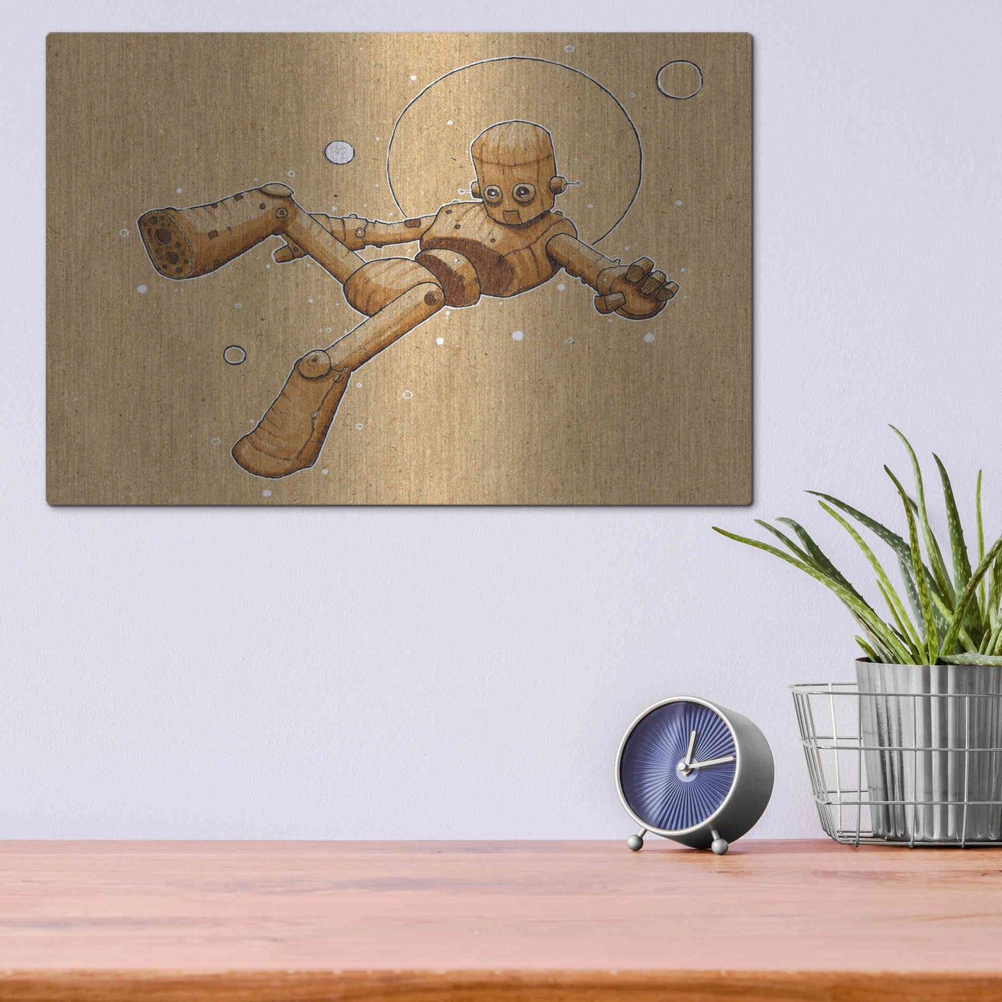 Luxe Metal Art 'Float Bot 2.0' by Craig Snodgrass, Metal Wall Art,16x12