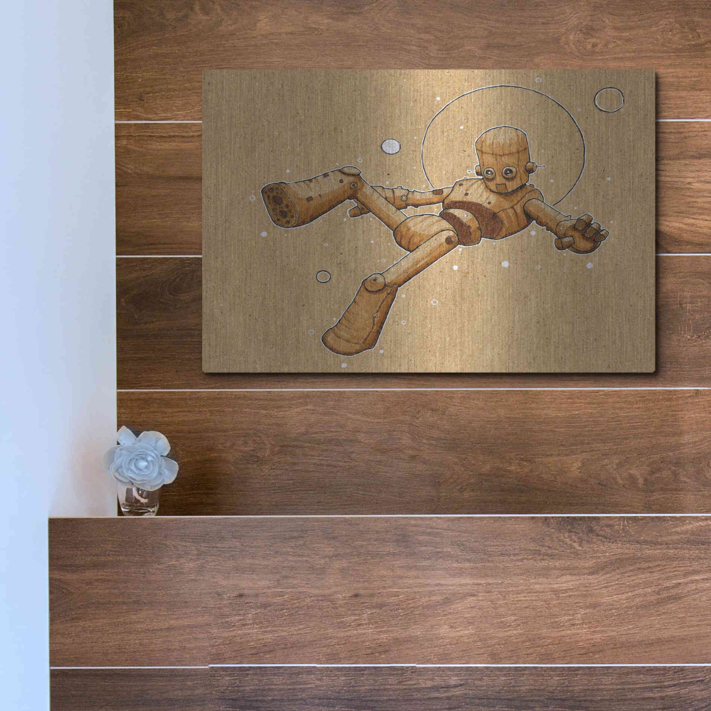 Luxe Metal Art 'Float Bot 2.0' by Craig Snodgrass, Metal Wall Art,16x12