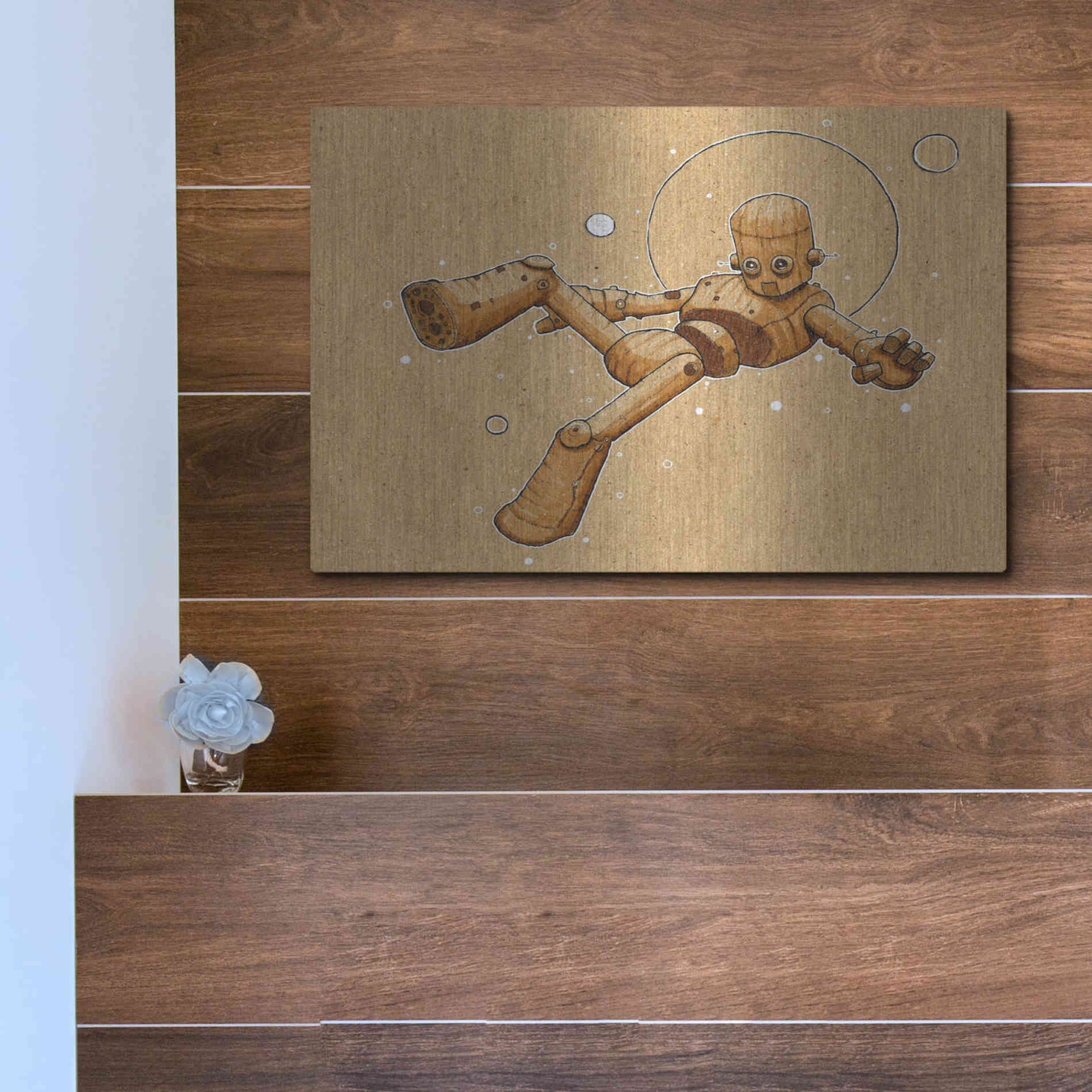 Luxe Metal Art 'Float Bot 2.0' by Craig Snodgrass, Metal Wall Art,16x12