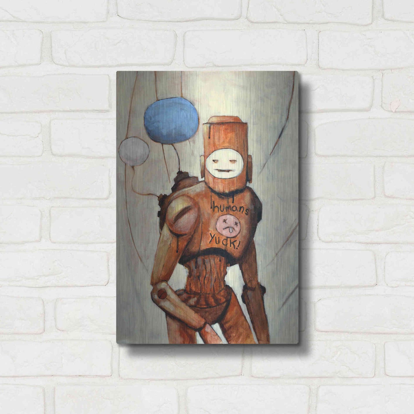 Luxe Metal Art 'Humans Yuck!' by Craig Snodgrass, Metal Wall Art,12x16