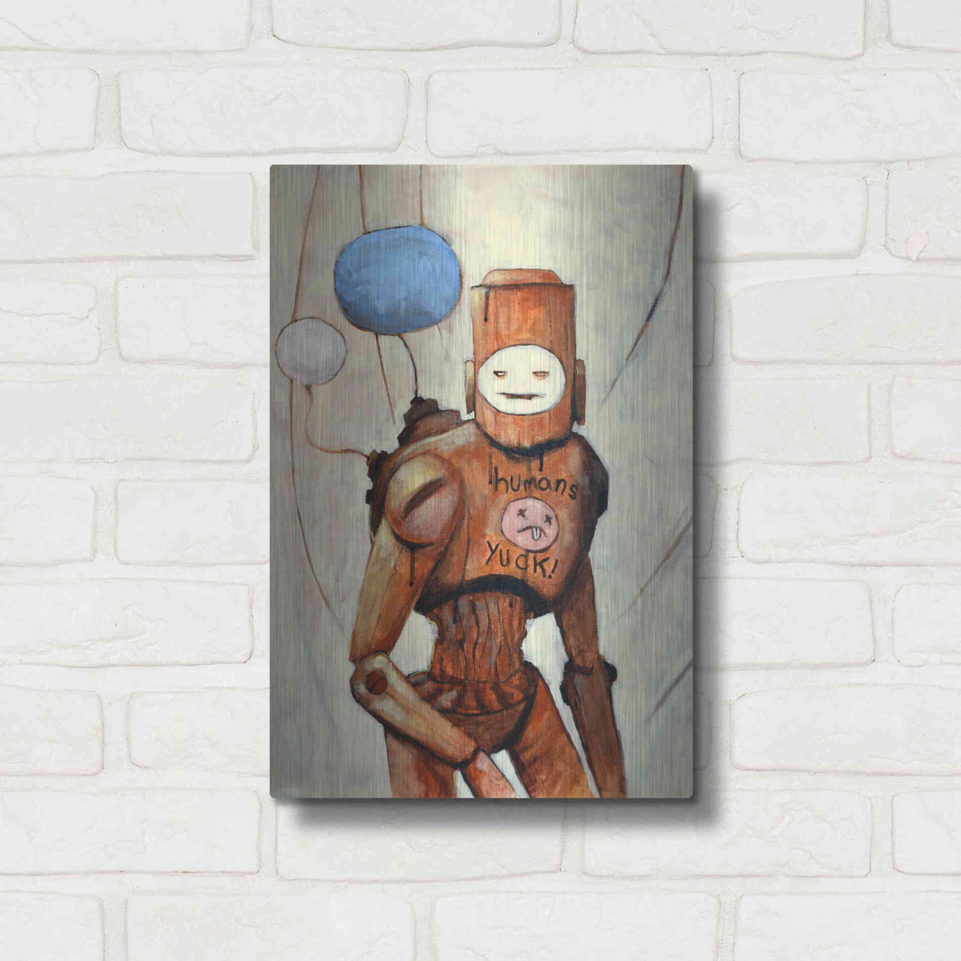 Luxe Metal Art 'Humans Yuck!' by Craig Snodgrass, Metal Wall Art,12x16