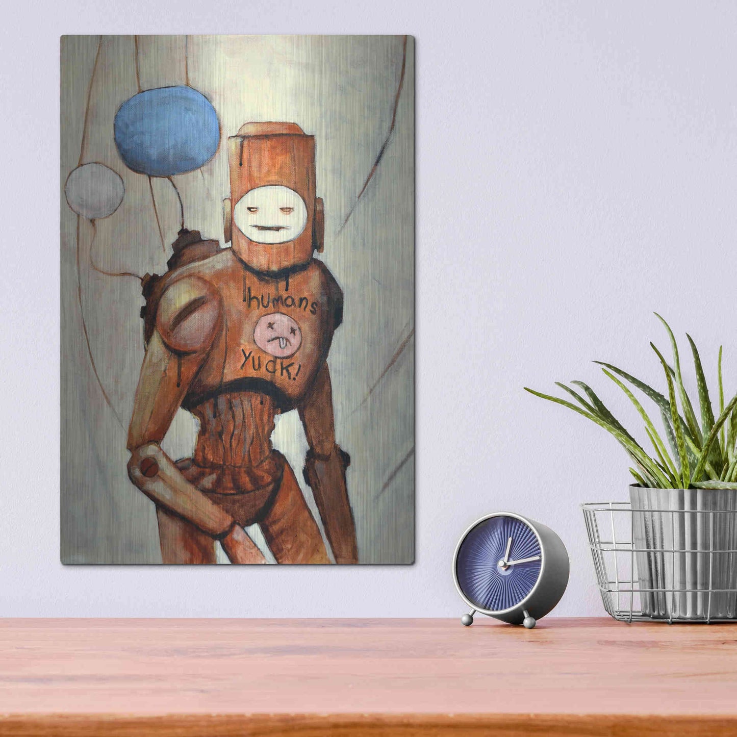 Luxe Metal Art 'Humans Yuck!' by Craig Snodgrass, Metal Wall Art,12x16