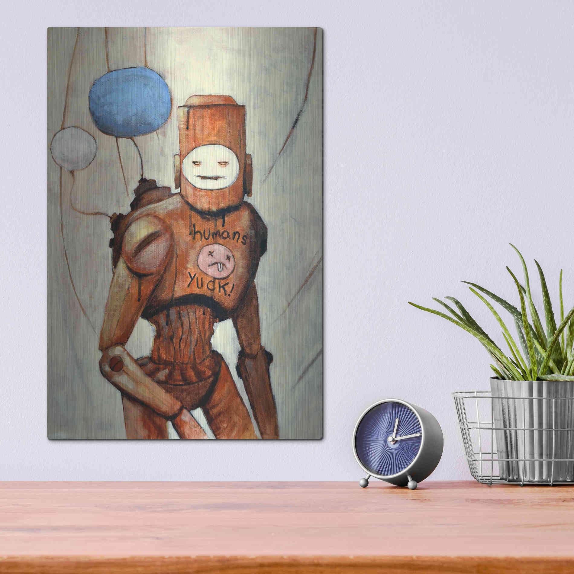 Luxe Metal Art 'Humans Yuck!' by Craig Snodgrass, Metal Wall Art,12x16