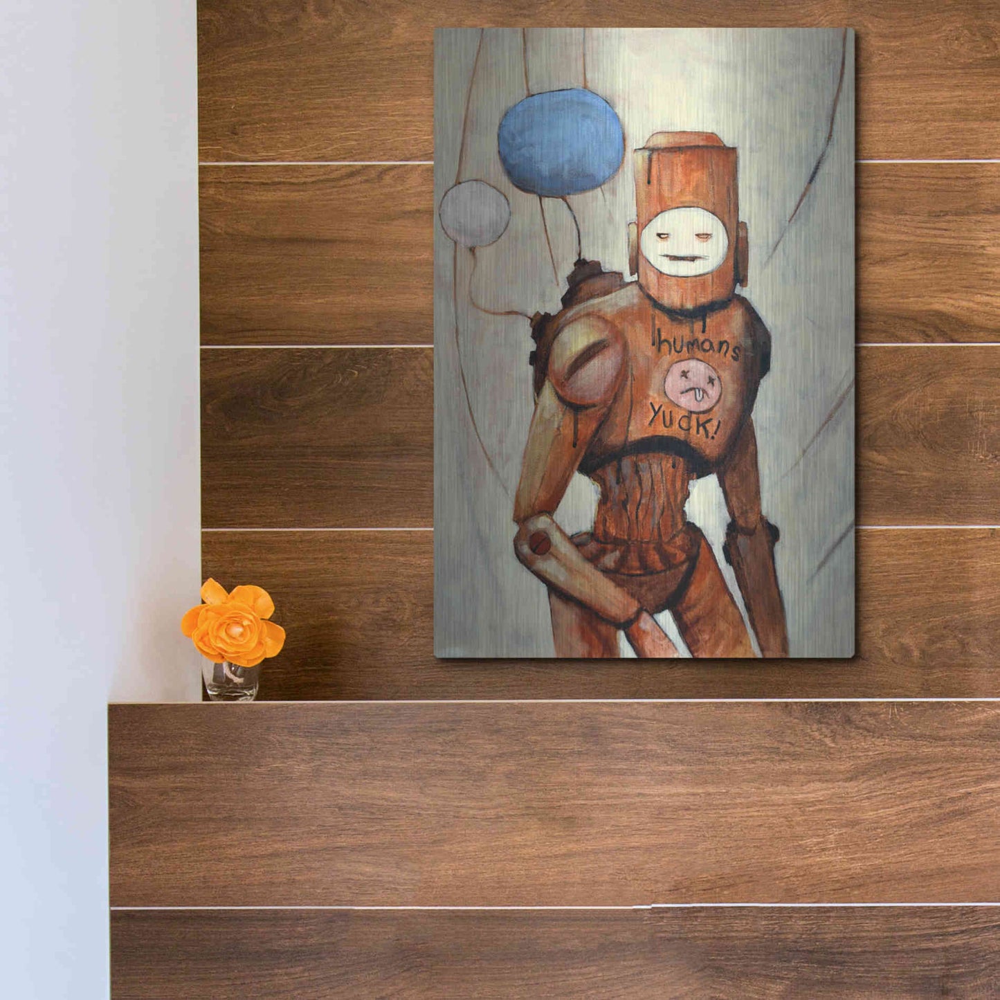 Luxe Metal Art 'Humans Yuck!' by Craig Snodgrass, Metal Wall Art,12x16