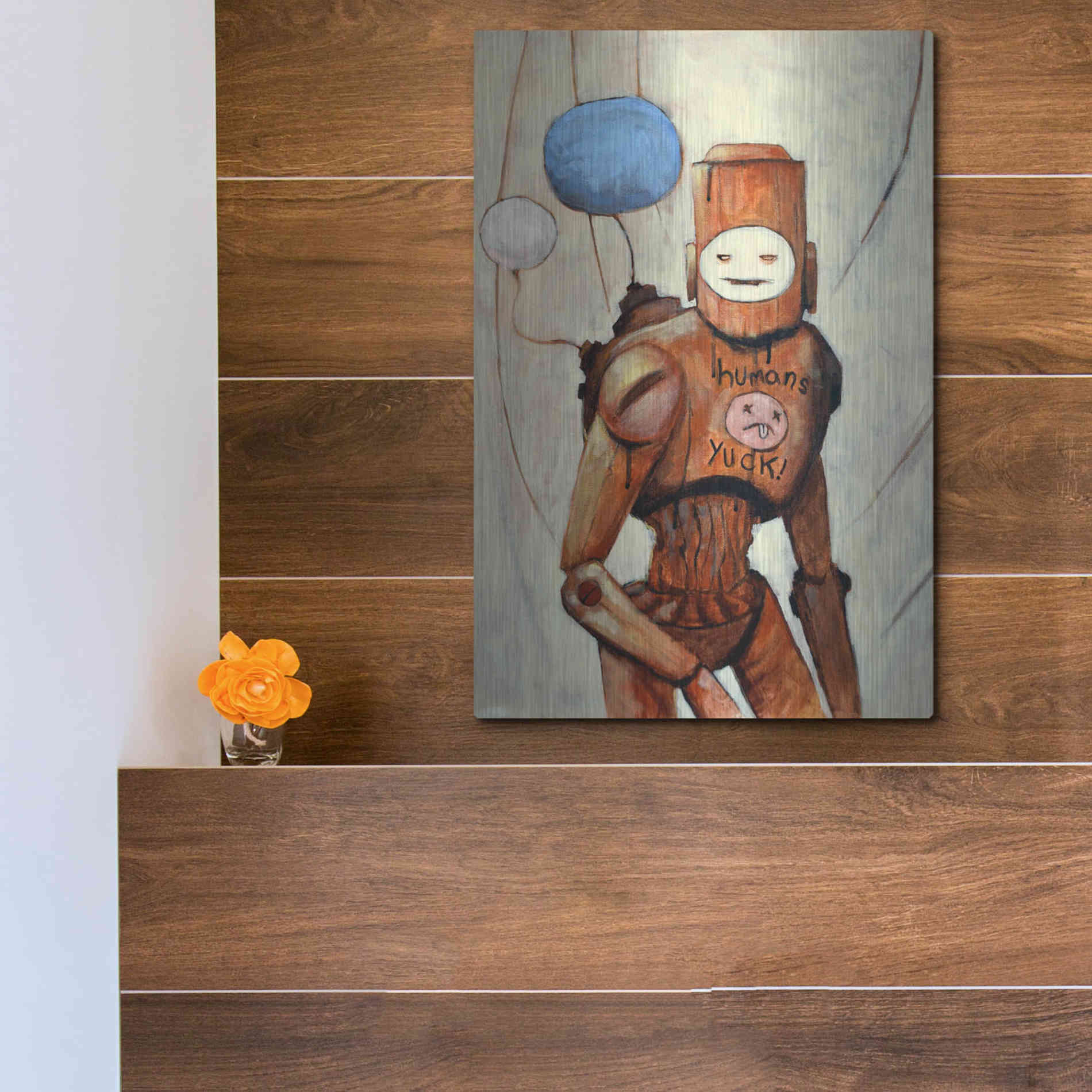 Luxe Metal Art 'Humans Yuck!' by Craig Snodgrass, Metal Wall Art,12x16