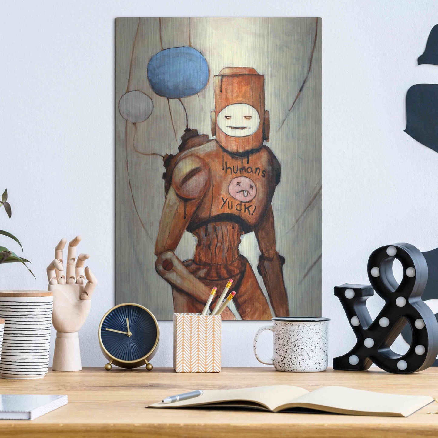 Luxe Metal Art 'Humans Yuck!' by Craig Snodgrass, Metal Wall Art,12x16
