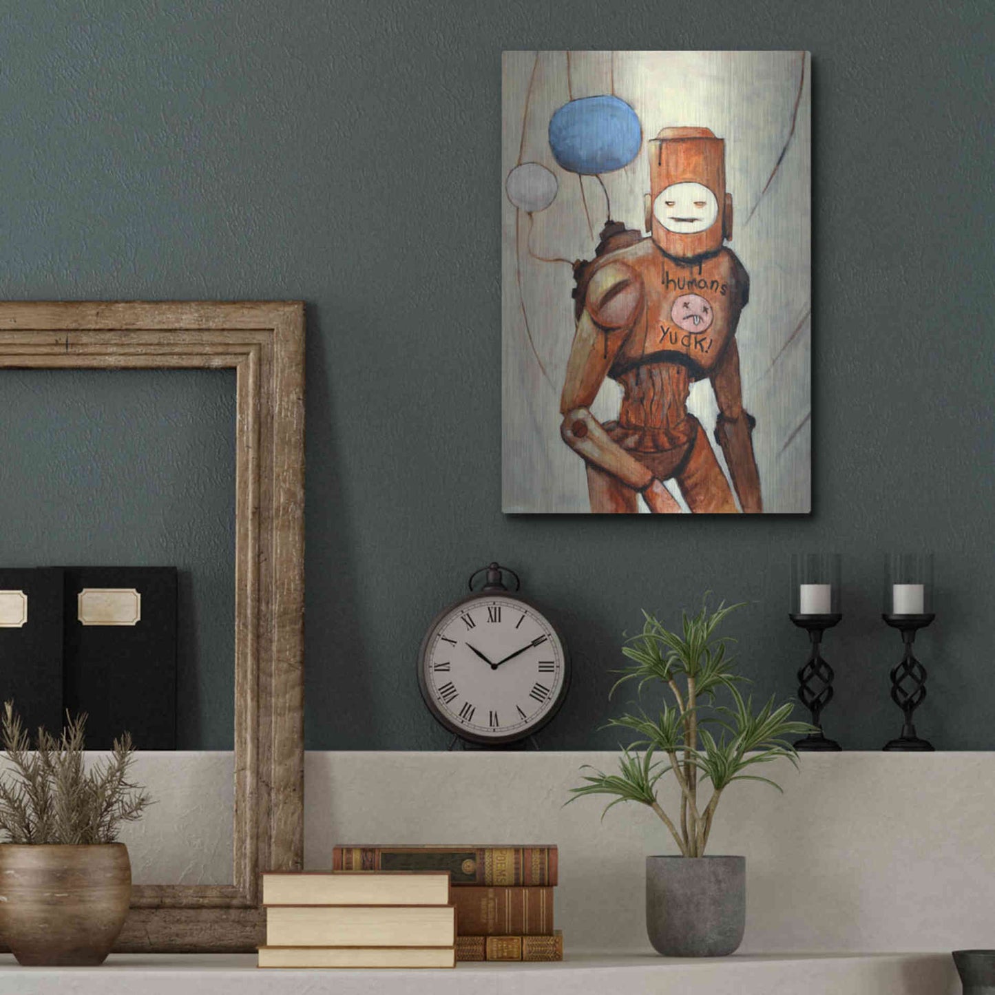 Luxe Metal Art 'Humans Yuck!' by Craig Snodgrass, Metal Wall Art,12x16