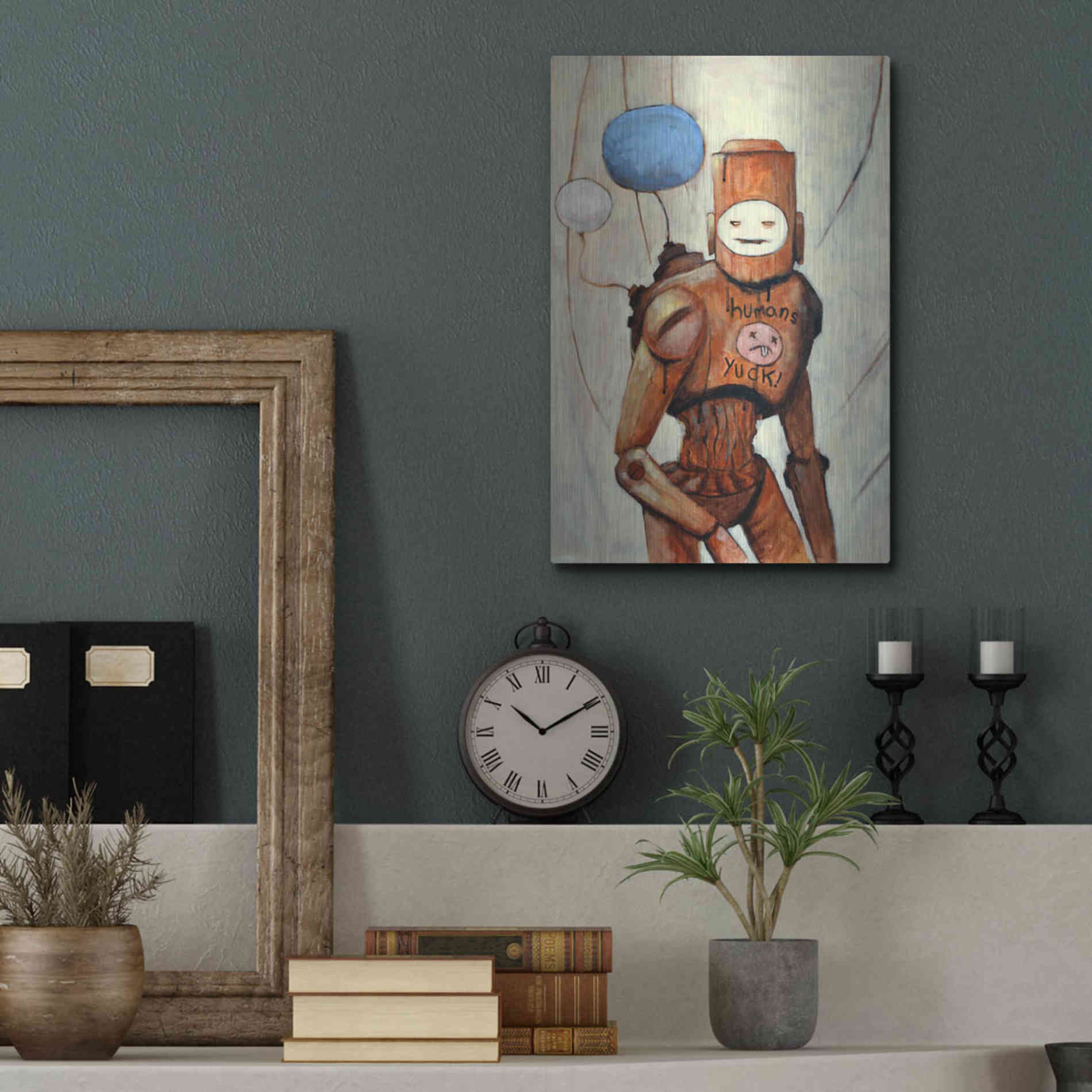 Luxe Metal Art 'Humans Yuck!' by Craig Snodgrass, Metal Wall Art,12x16