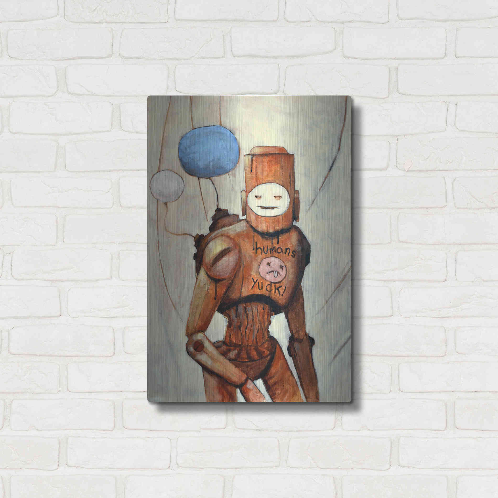 Luxe Metal Art 'Humans Yuck!' by Craig Snodgrass, Metal Wall Art,16x24