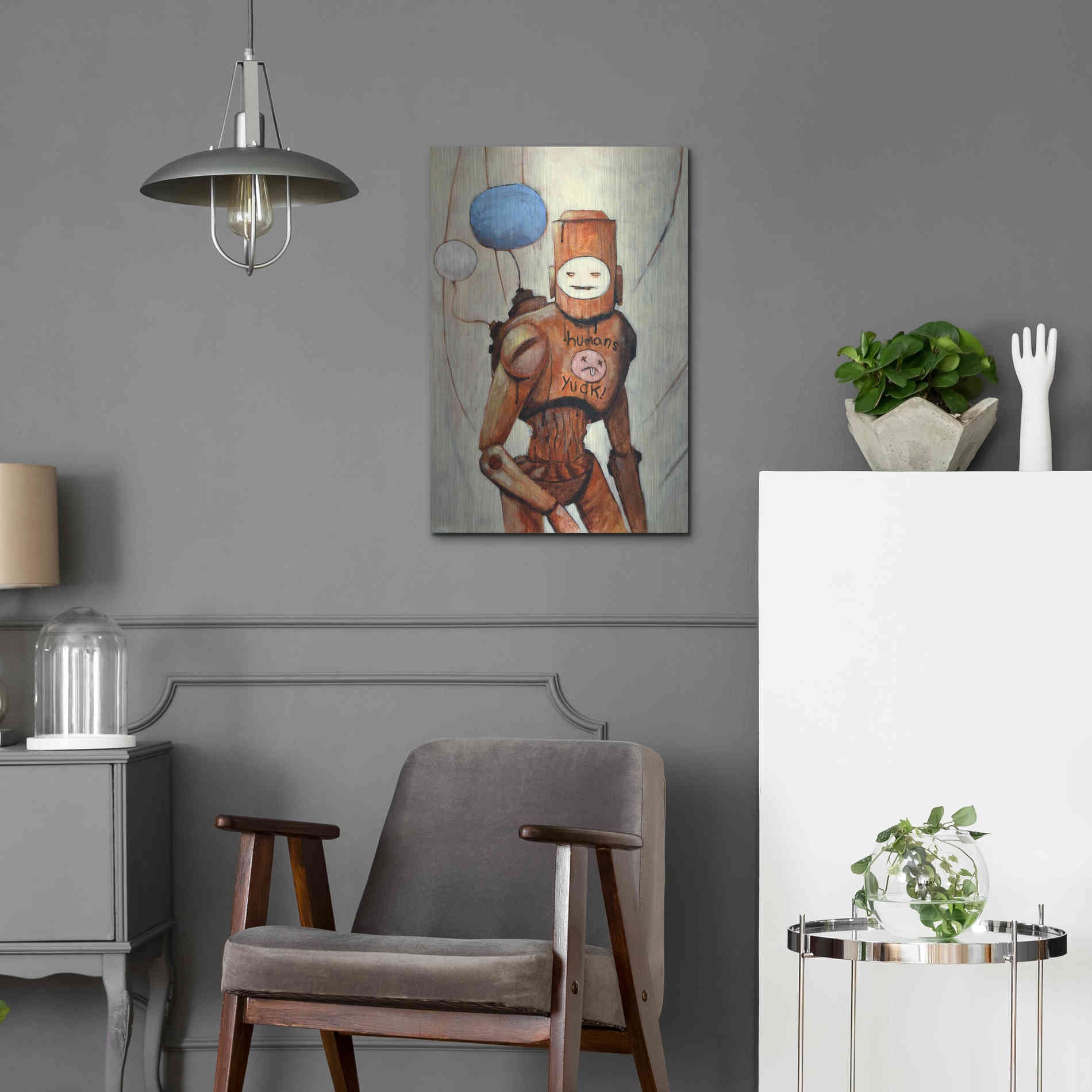 Luxe Metal Art 'Humans Yuck!' by Craig Snodgrass, Metal Wall Art,16x24