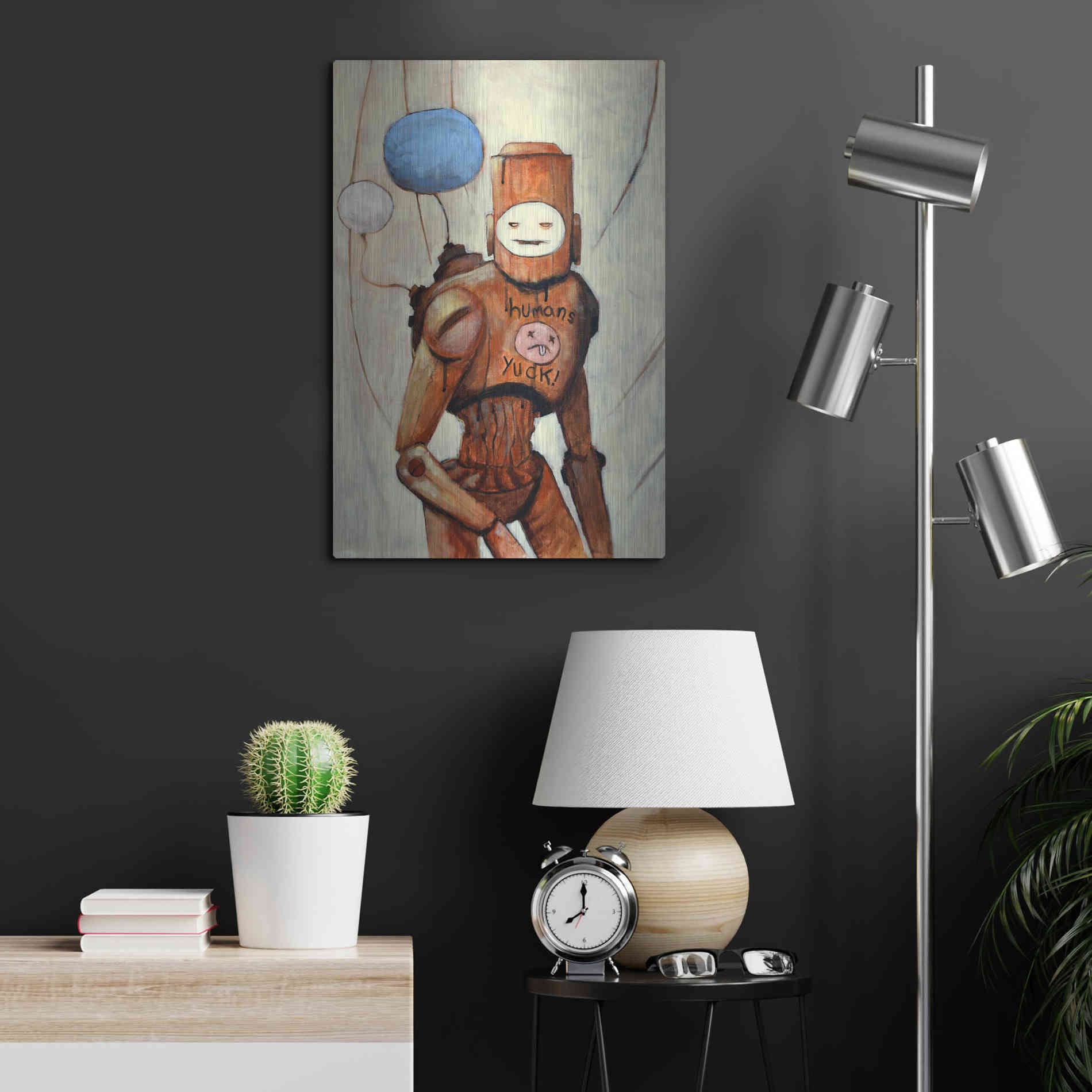 Luxe Metal Art 'Humans Yuck!' by Craig Snodgrass, Metal Wall Art,16x24