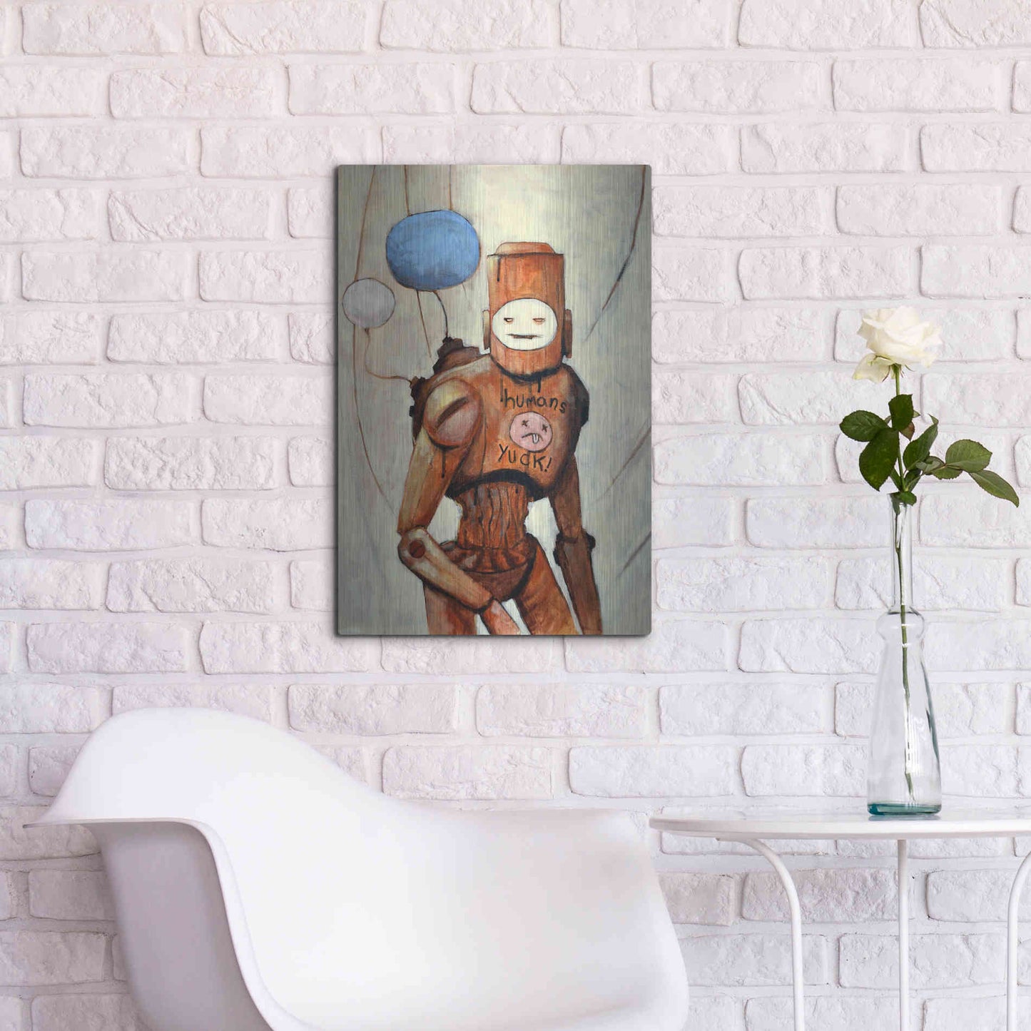 Luxe Metal Art 'Humans Yuck!' by Craig Snodgrass, Metal Wall Art,16x24