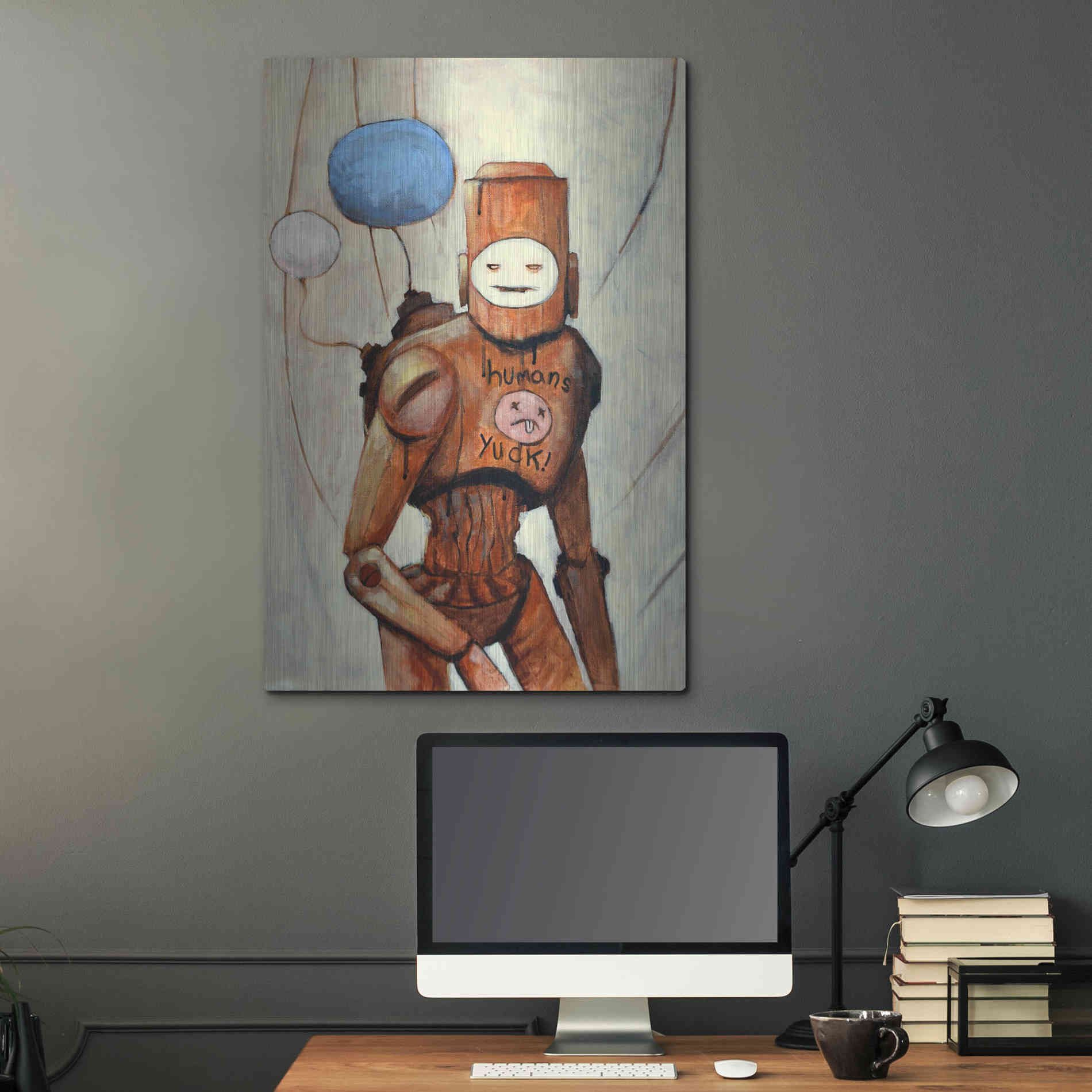 Luxe Metal Art 'Humans Yuck!' by Craig Snodgrass, Metal Wall Art,24x36