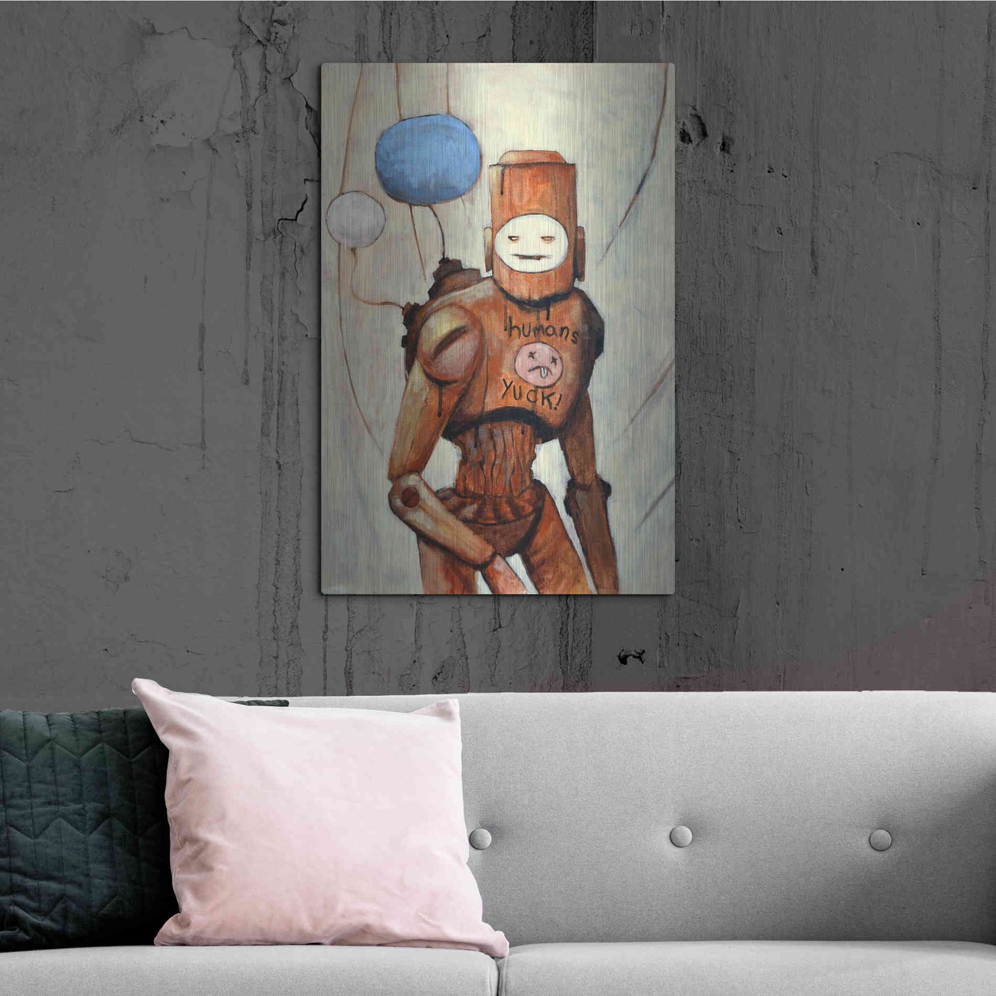 Luxe Metal Art 'Humans Yuck!' by Craig Snodgrass, Metal Wall Art,24x36