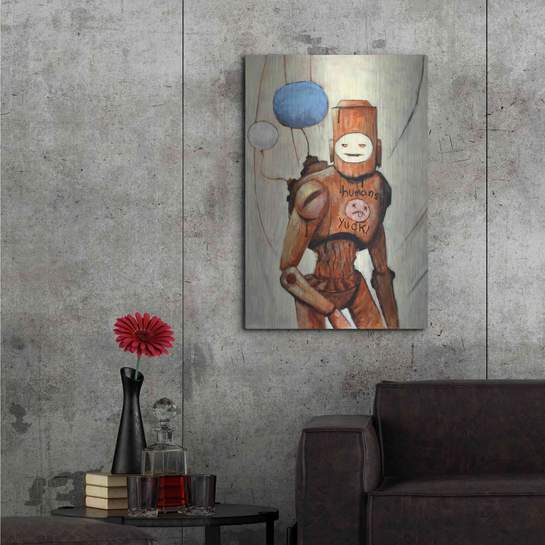 Luxe Metal Art 'Humans Yuck!' by Craig Snodgrass, Metal Wall Art,24x36