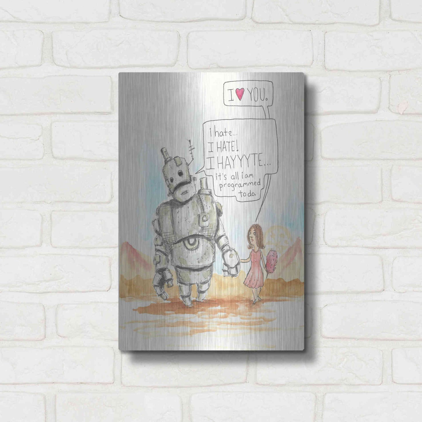 Luxe Metal Art 'I Hate' by Craig Snodgrass, Metal Wall Art,12x16