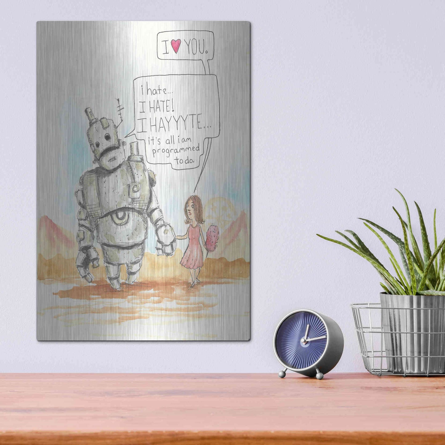 Luxe Metal Art 'I Hate' by Craig Snodgrass, Metal Wall Art,12x16