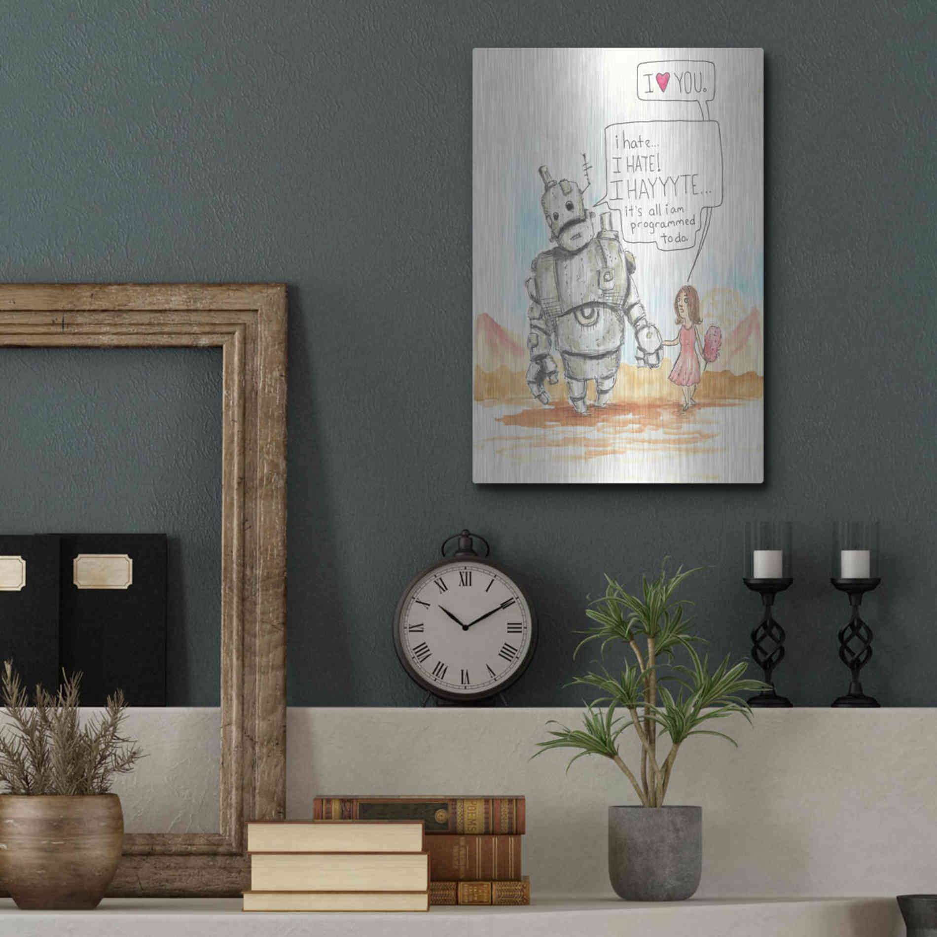 Luxe Metal Art 'I Hate' by Craig Snodgrass, Metal Wall Art,12x16