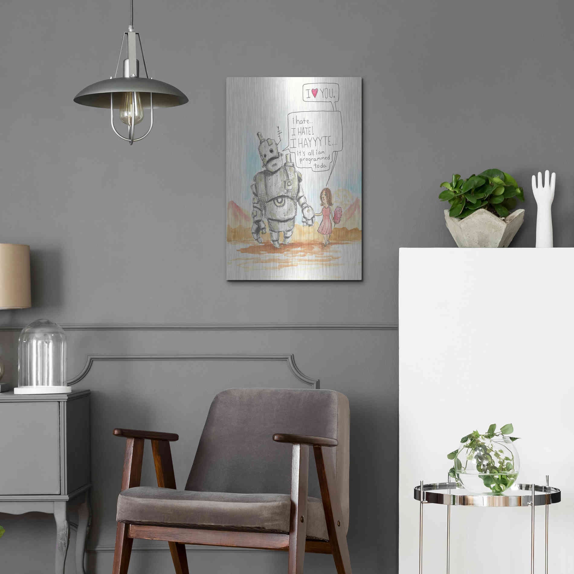 Luxe Metal Art 'I Hate' by Craig Snodgrass, Metal Wall Art,16x24
