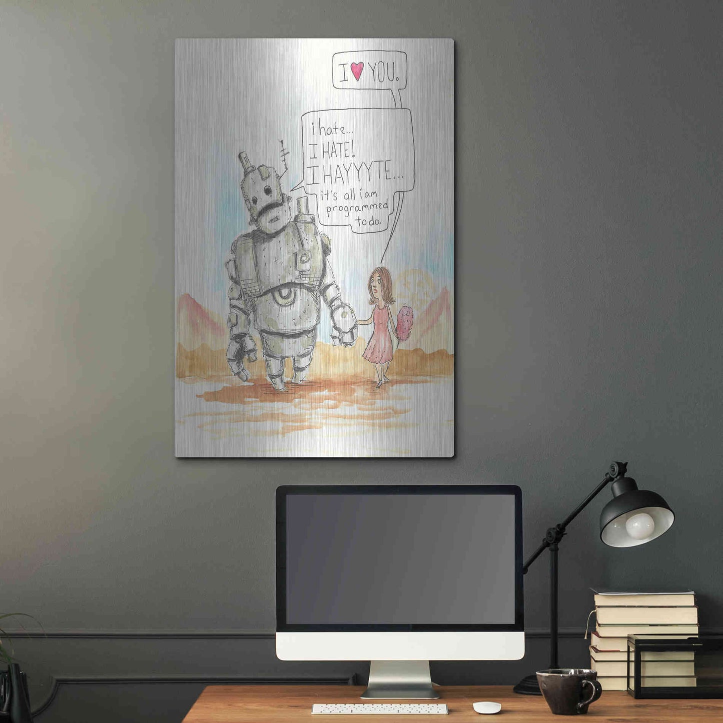Luxe Metal Art 'I Hate' by Craig Snodgrass, Metal Wall Art,24x36